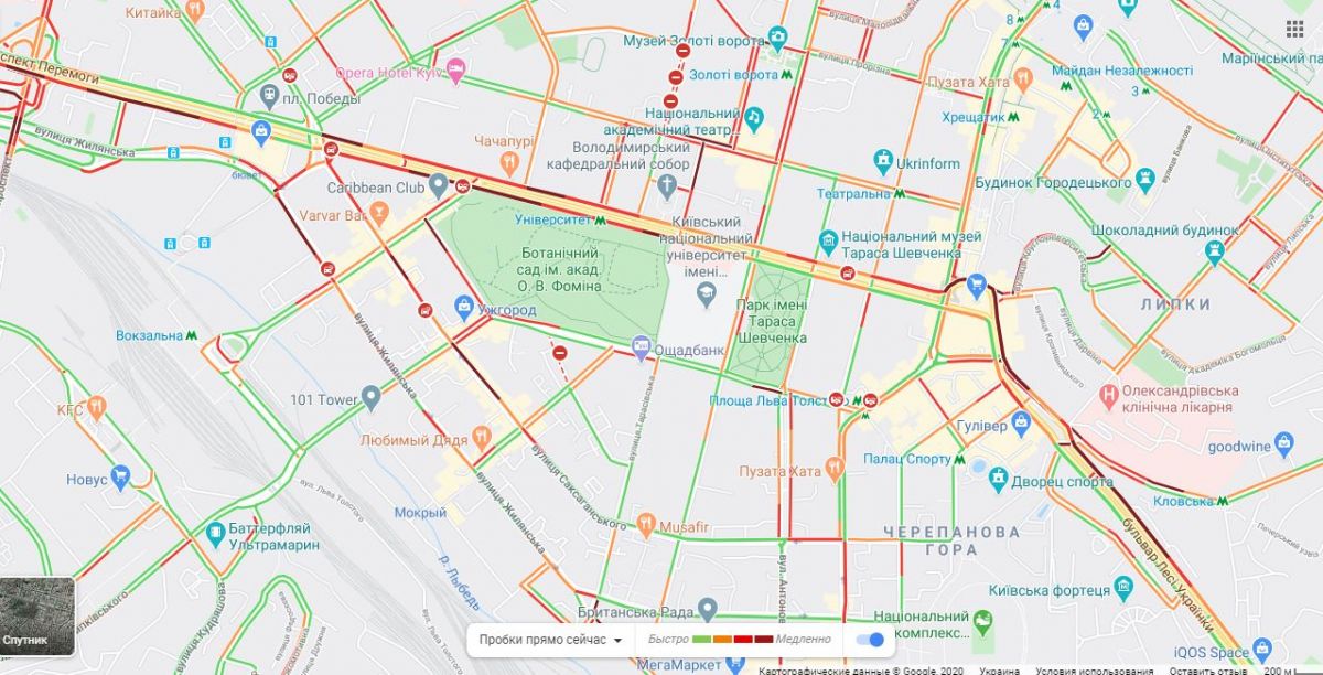 Тянучки в центре Киева. Карта: Google Maps