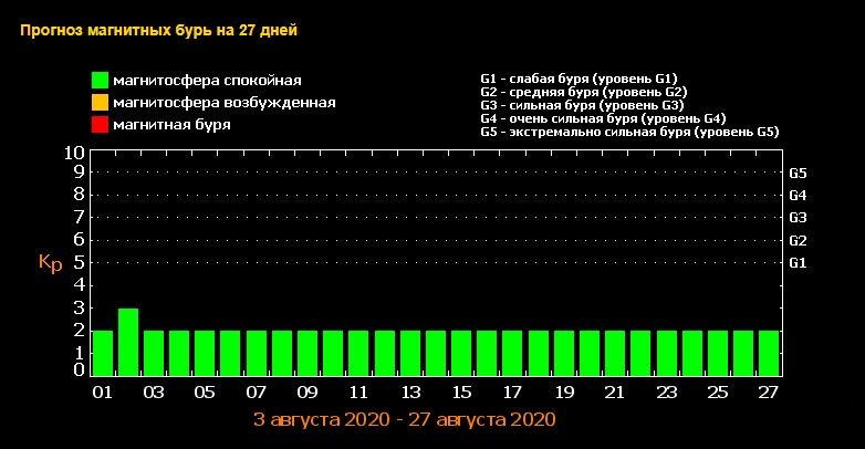 Календарь магнитных бурь на август 2020. Фото: tesis.lebedev.ru