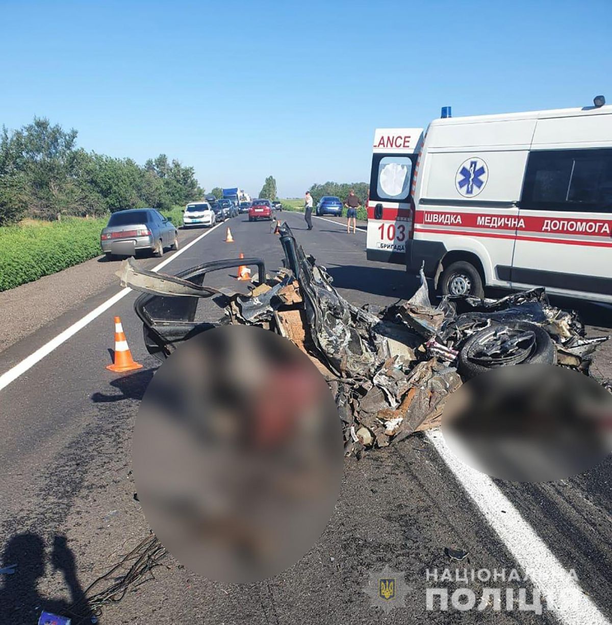 Смертельное ДТП под Запорожьем.  Фото: Национальная полиция