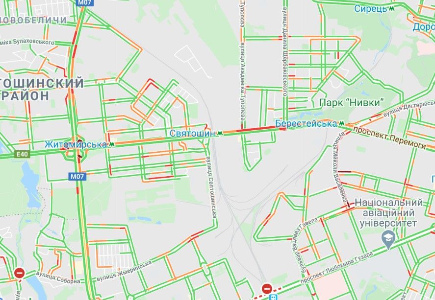 Пробки на Святошино. Фото: infoportal.kiev.ua