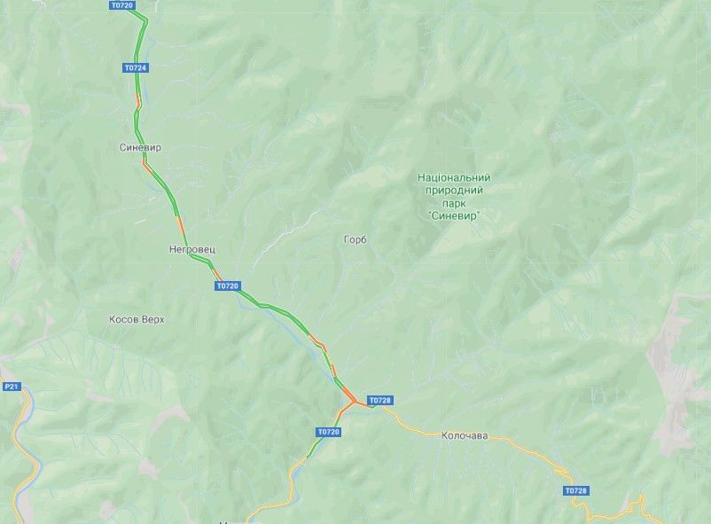 Пробки возле Синевира. Фото: google.com/maps