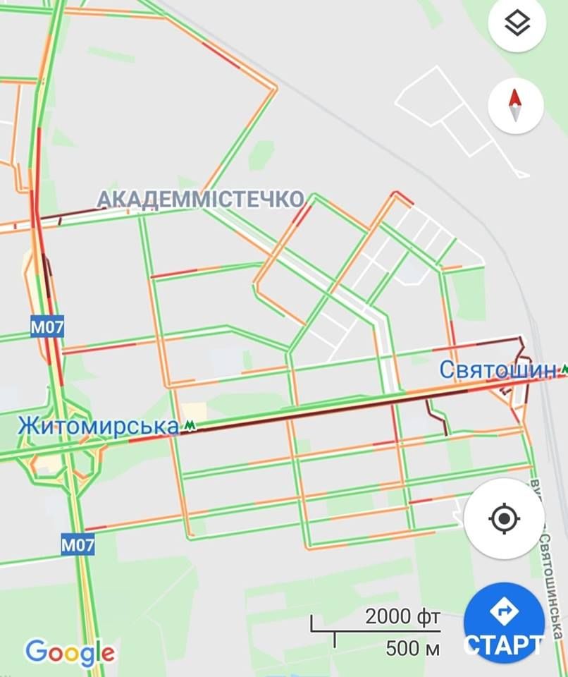 Пробки на Академгородке. Карта: