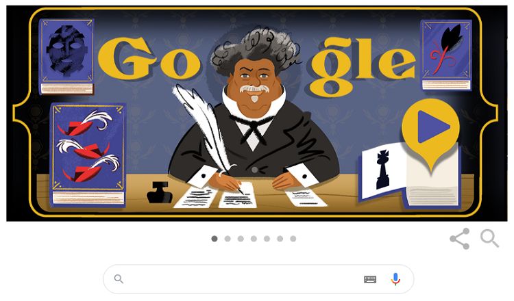 Дудл Google, посвященный роману Александра Дюма. Фото: скриншот