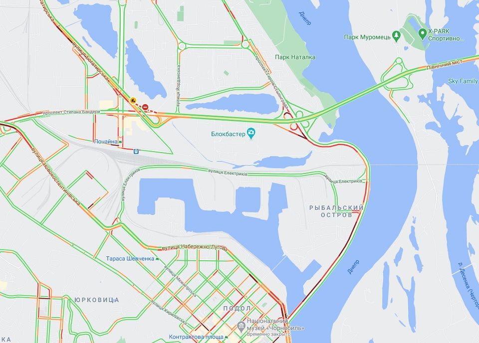 Пробки в Киеве. Фото: Google Maps