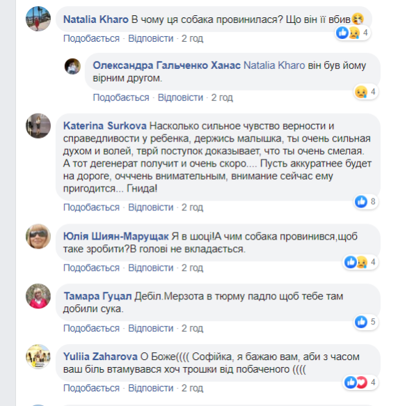 Скриншот комментариев к посту Софии Гальченко