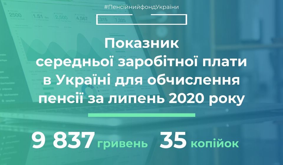 Показник середньої заробітної плати в Україні для обчислень пенсії за липень 