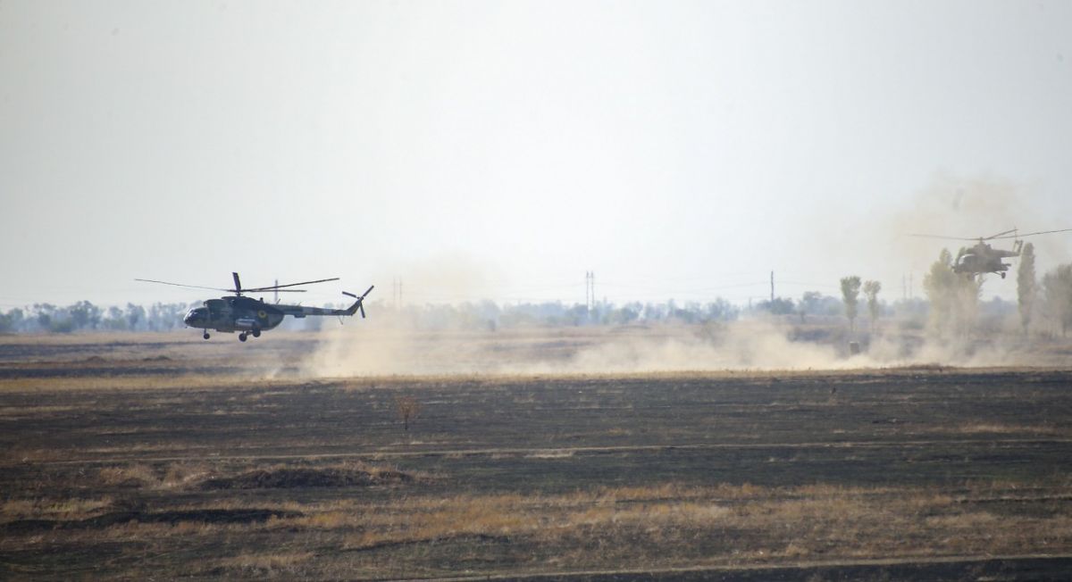 Боевой вертолет на учениях. Фото: пресс-служба Офиса Президента