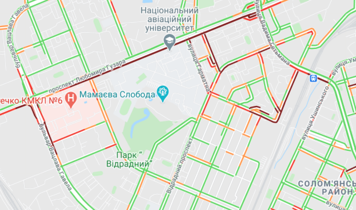 Пробки на ул. Вадима Гетьмана