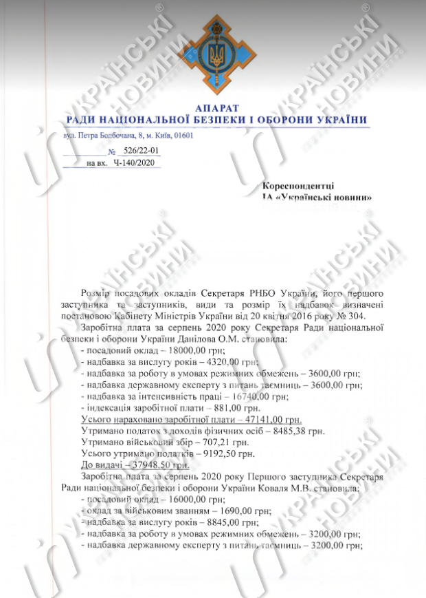 Зарплата Алексея Данилова за август. Документ 1