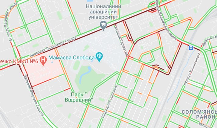 Пробки на ул. Вадима Гетьмана