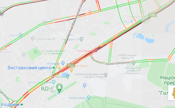 Пробки в Киеве. Карта: Google Maps