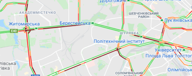 Пробки в Святошинском районе