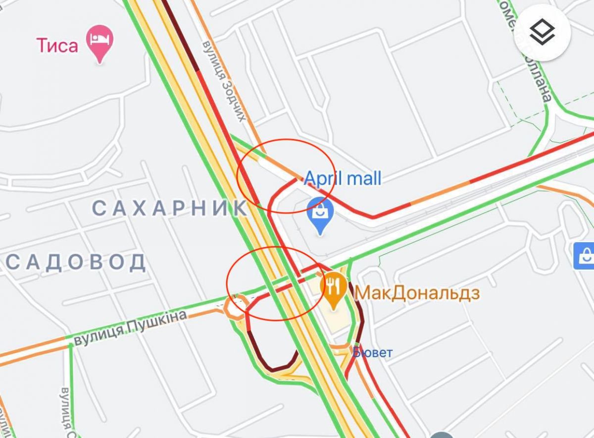Движение транспорта по состоянию на 15:30 в пятницу, 9 октября