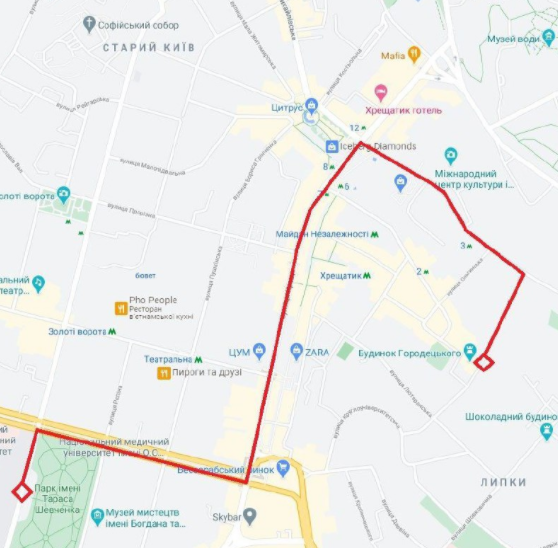 Где перекроют дороги 14 октября. Карта: Нацполиция
