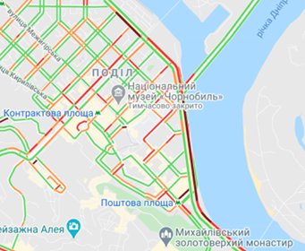 Автомобильные пробки в Киеве. Фото: Google Maps


