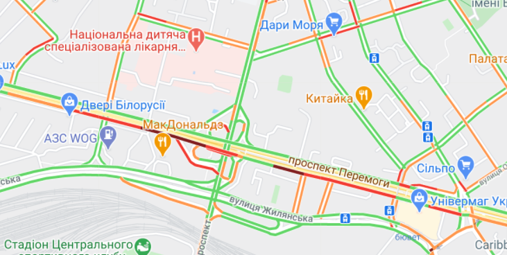 Пробки на проспекте Победы