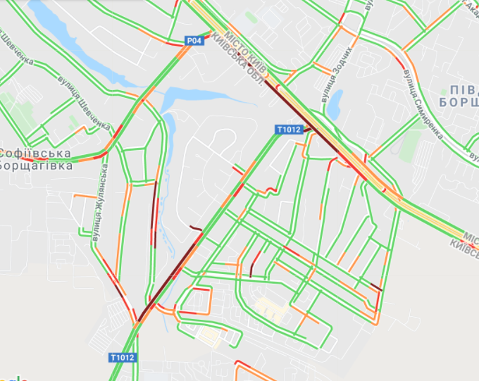 Пробки. Карта: Google Maps