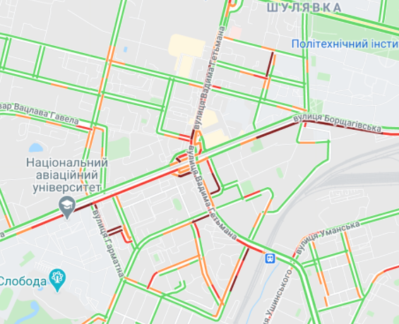Пробки на улице Вадима Гетьмана