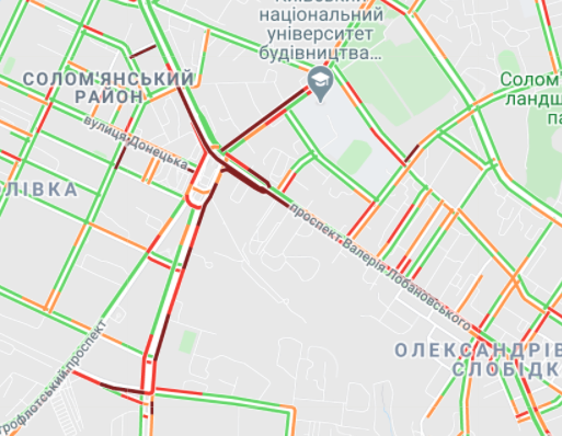 Пробки в Соломенском районе