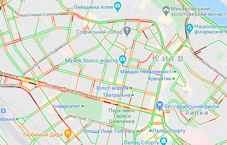 Пробки в центре Киева