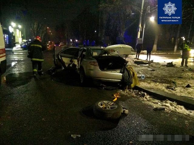 Пострадавший в ДТП автомобиль. Фото: Патрульная полиция Черкасской области
