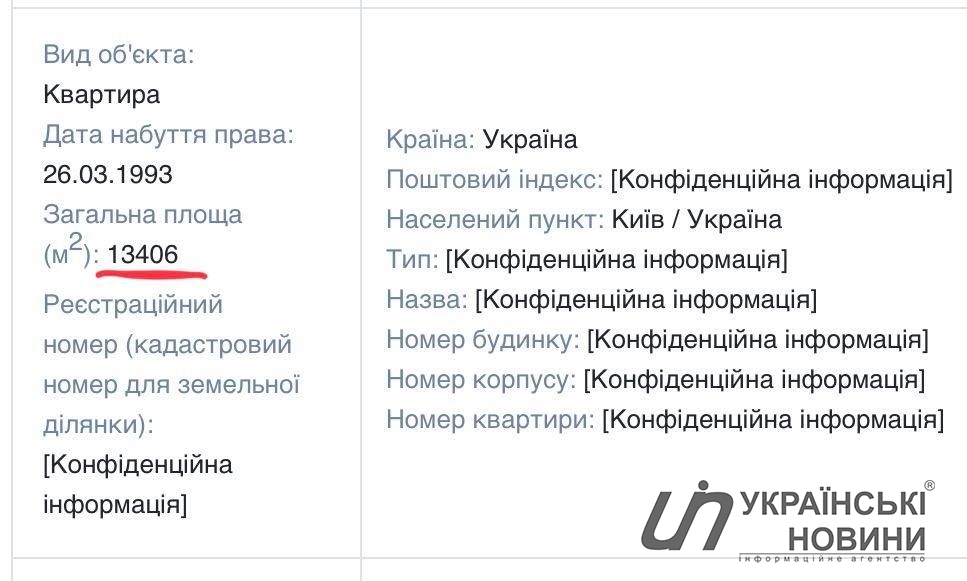 Скріншот декларації Марини Порошенко
