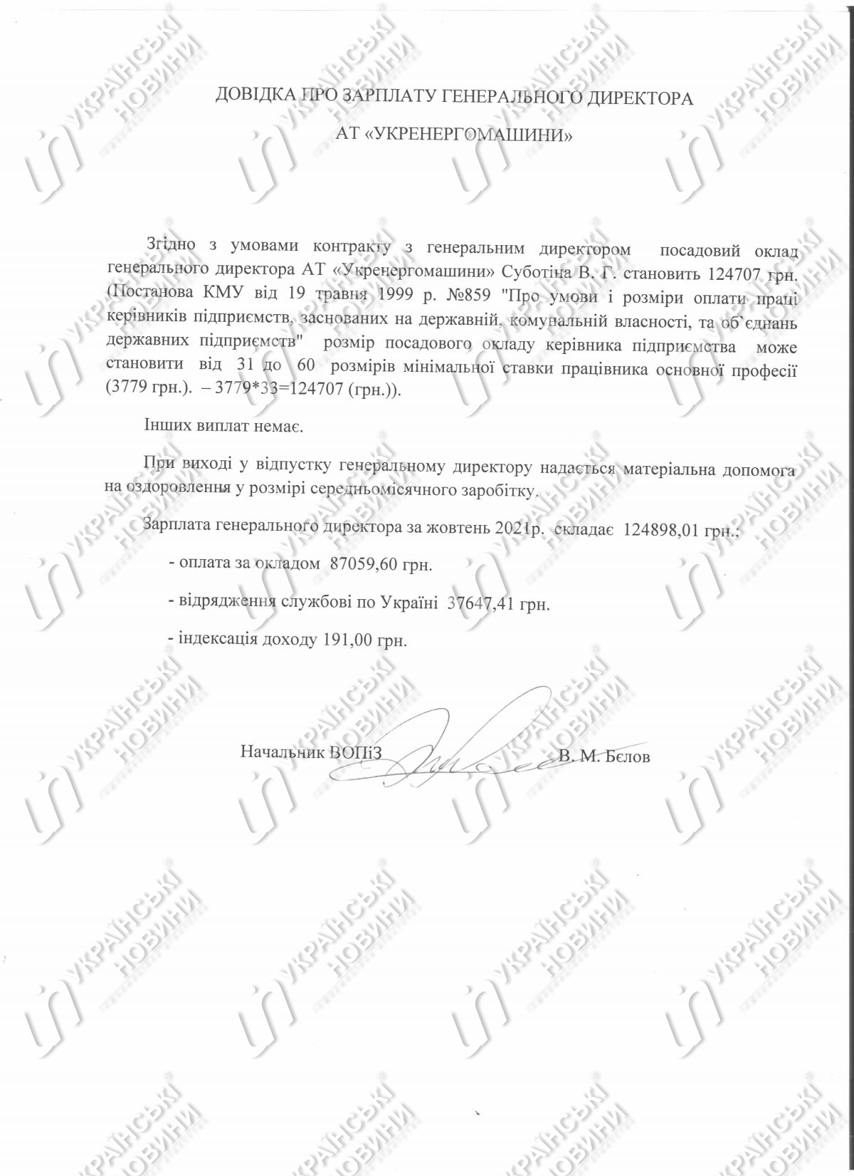 Документ о зарплате Субботина