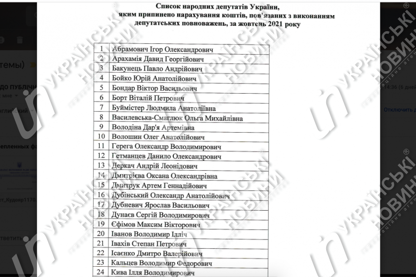 Ответ аппарата ВРУ на запрос Українських Новин.