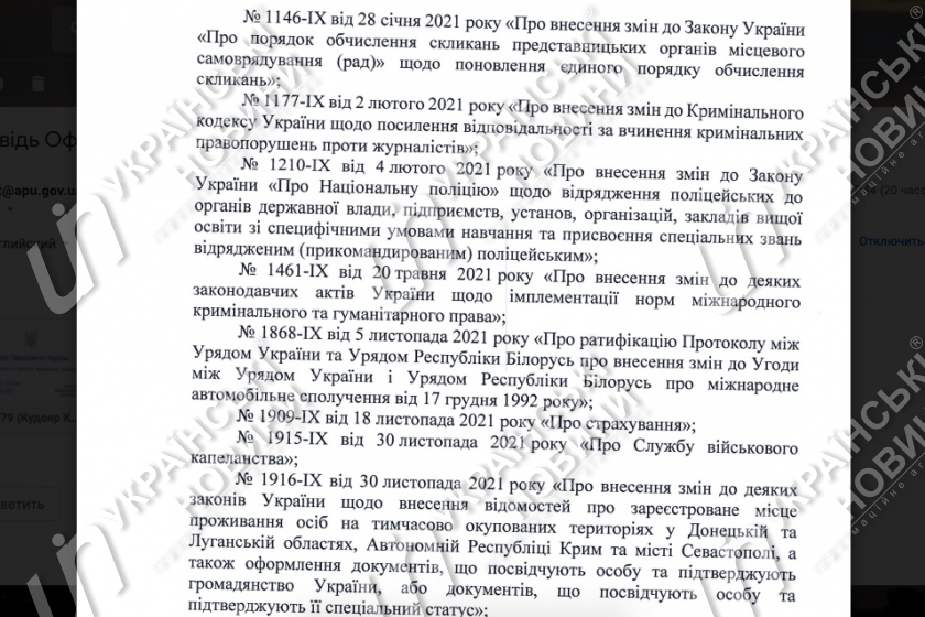 Ответ Офиса Президента на Українських Новин.