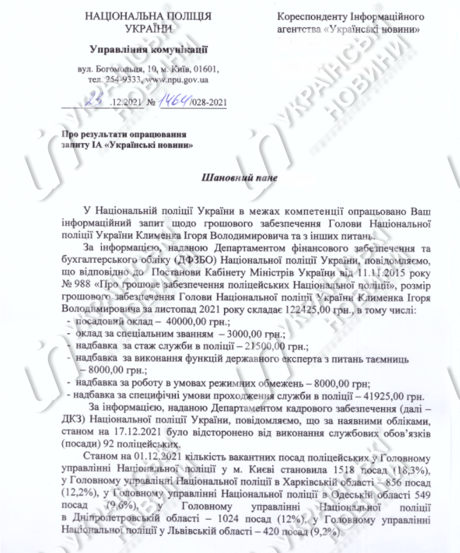 Зарплата Клименко в ноябре