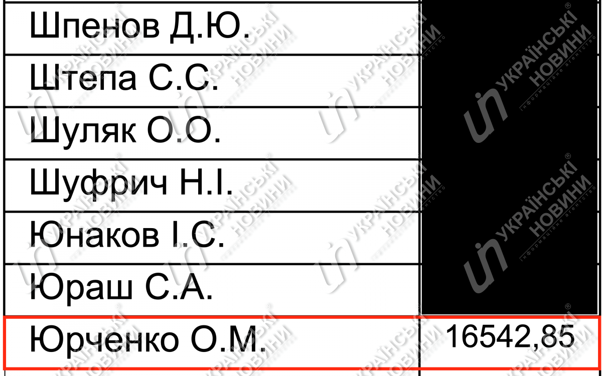 Зарплата Юрченко за февраль. Ответ на запрос Українських Новин