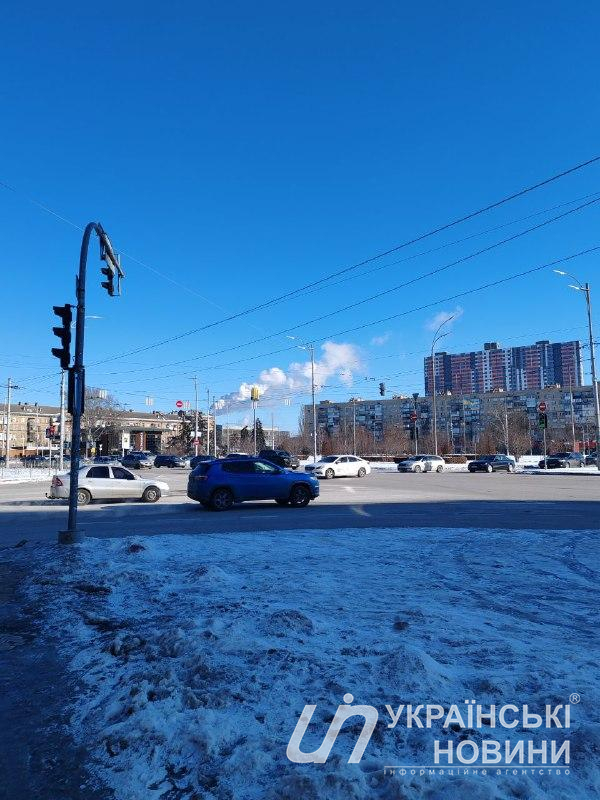 Smoke on Darnytska Square during the operation of CHPP-4