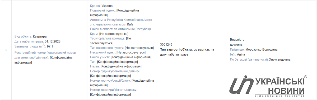Декларація Андрія Волошина. Скриншот: Українські Новини