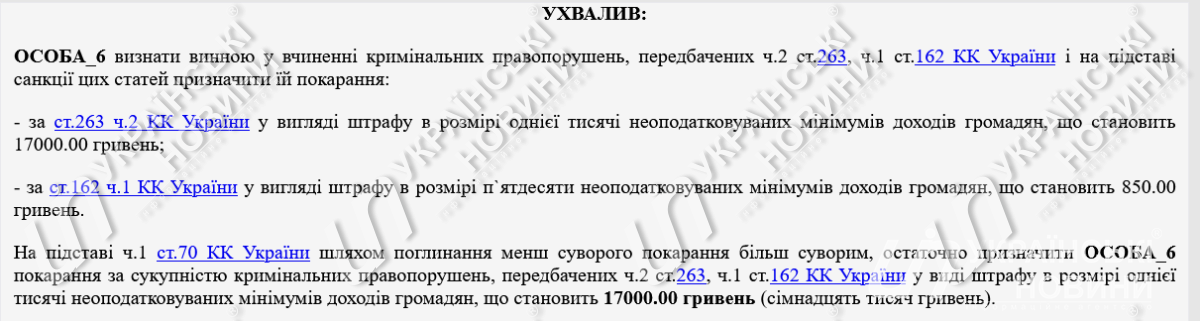Вирок суду. Фото: Українські Новини