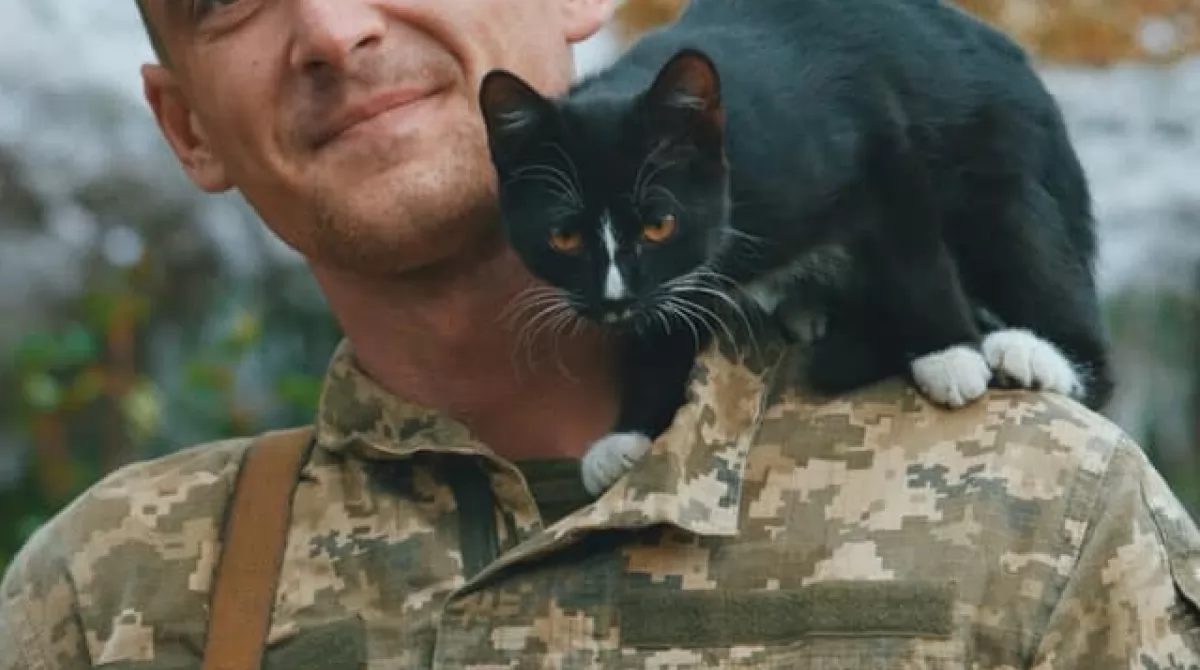 Военные с любимцами. Фото: facebook/56-а-окрема-мотопіхотна-Маріупольська-бригада Военные с любимцами. Фото: facebook/56-а-окрема-мотопіхотна-Маріупольська-бригада