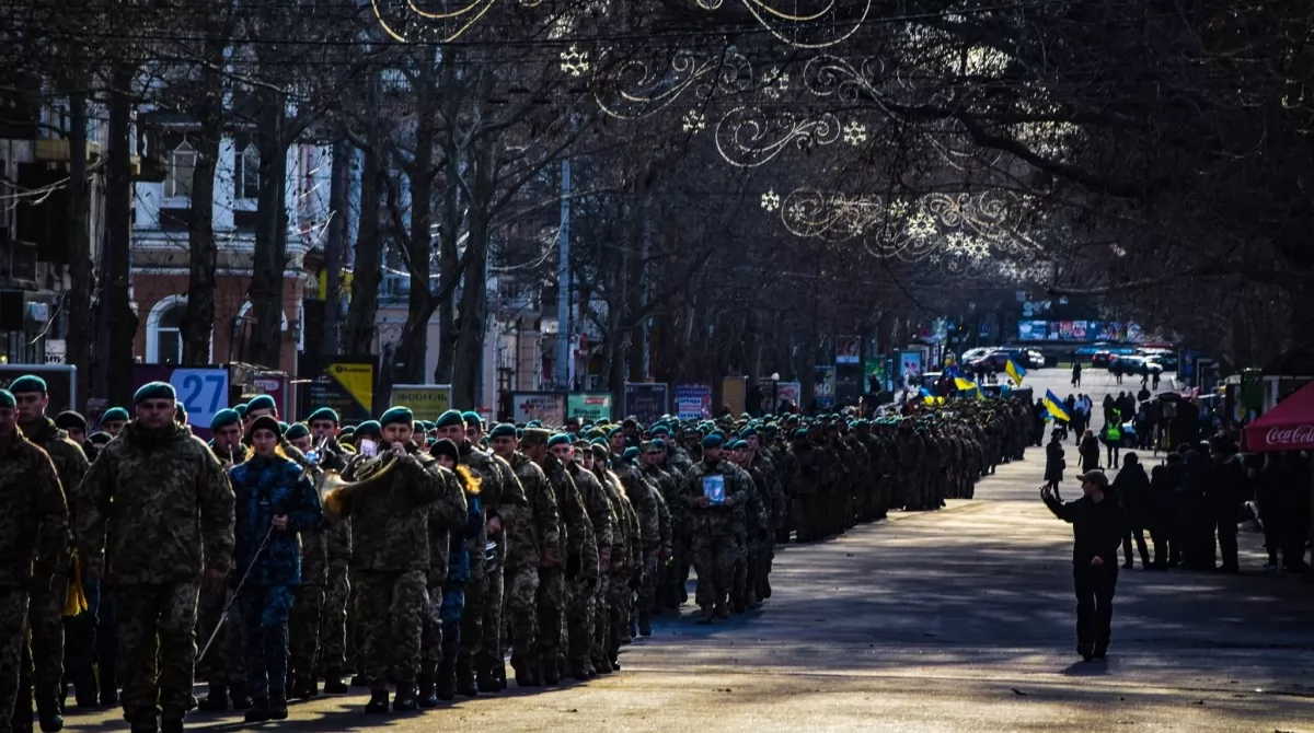 Марш 36 отдельной морской бригады в Николаеве.Фото: facebook/36obrmp