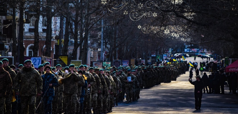 Марш 36 отдельной морской бригады в Николаеве.Фото: facebook/36obrmp