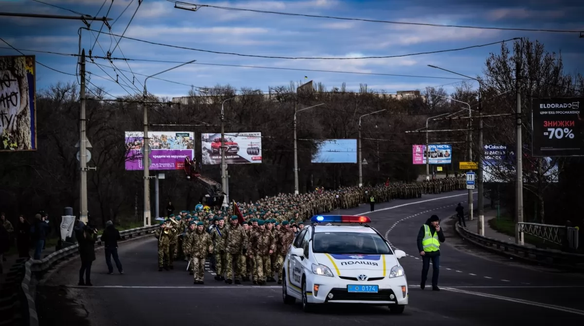 Марш 36 отдельной морской бригады в Николаеве.Фото: facebook/36obrmp