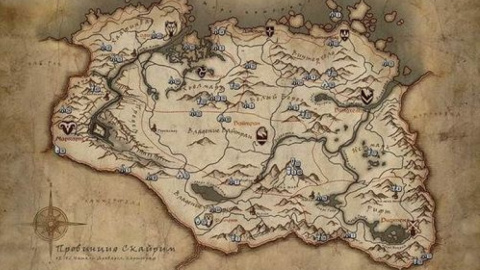 Карта з комп'ютерної гри Skyrim. Фото: elderscrolls.bethesda.net