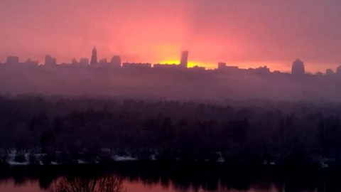 Закат солнца в Киеве.