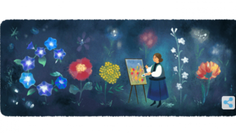 Дудл, посвященный Екатерине Билокур. Скриншот: Google 