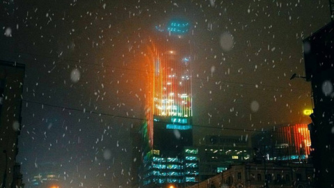 Ночной снегопад в Киеве. Фото: vk.com/typical_kiev