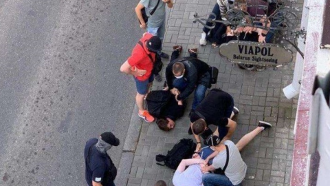 Задержание журналистов российского телеканала "Дождь" в Минске. Фото: baj.by