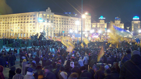 Первый вечер Оранжевой революции 2004 года. Фото: wikimedia.org