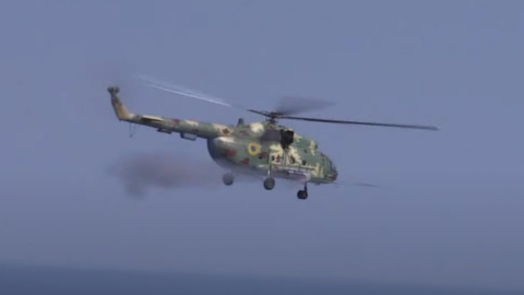 Стрільби з вертольота в рамках "Сі Бриз-2020". Скріншот youtube/Міноборони 