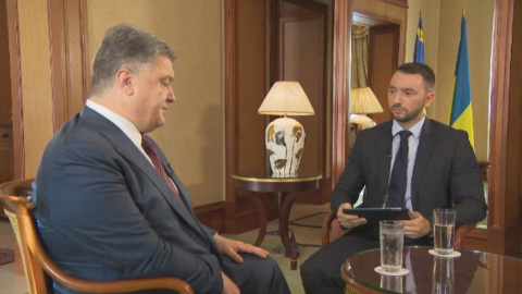 Порошенко в эфире болгарского телеканала. Фото: btvnovinite.bg