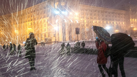 Снегопад в Киеве. 