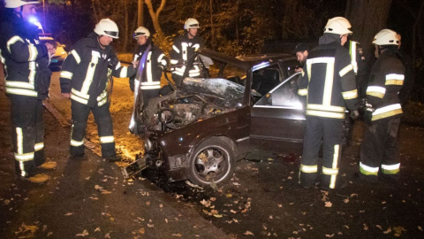 BMW влетіло в дерево у Києві: дві людини потрапили до лікарні з тяжкими травмами