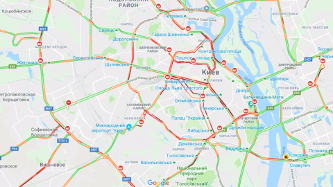 Пробки в Киеве. Скриншот google.com.ua/maps