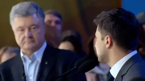 Порошенко і Зеленський на дебатах. Скріншот трансляції